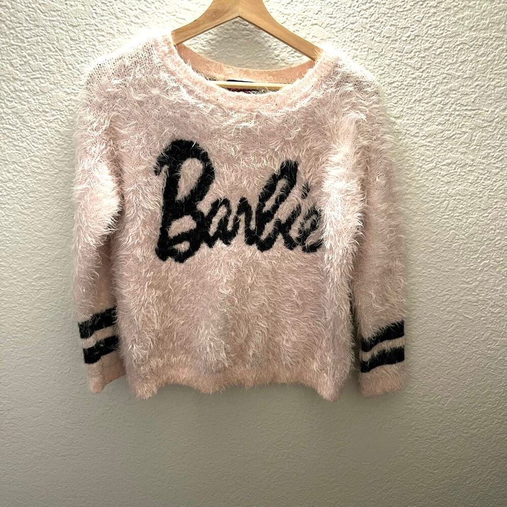 Limited Edition Barbie x Forever 21 Pink Fuzzy Sweater Small Rare Y2K Barbiecore - Picture 4 of 8
